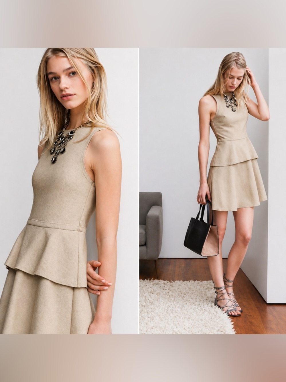 ✨ Banana Republic Linen Blend Peplum Dress NWT | Quiet Luxury Neutral ✨